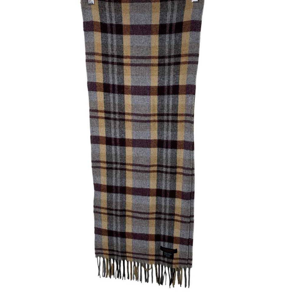 Barbarossa Vintage Gray and Brown Plaid Scarf with Fringe